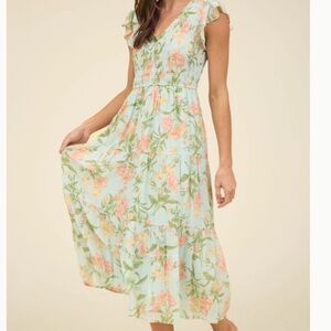 Perch Blu Pepper Floral Midi Tiered Dress